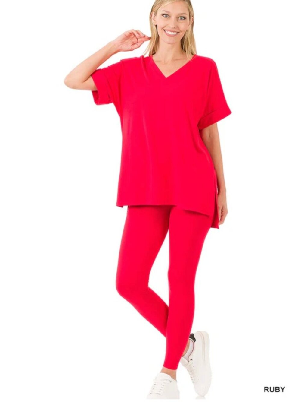 NWT ZENANA BRUSHED DTY MICROFIBER SHORT SLV V Neck LOUNGEWEAR SET SMALL